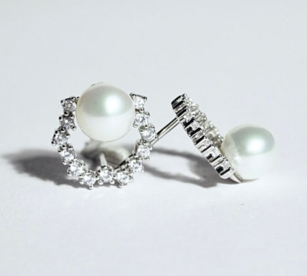 GOOGLE-ADS-Freshwater Pearl Earrings Stud Sparkling