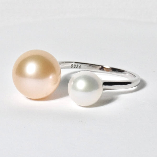 White Pearl Ring - Duo Edison Pink
