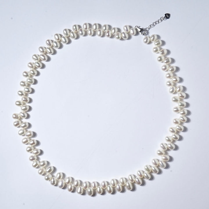 Google-ads-Freshwater rice-shape Pearl Necklace Fashion Icon