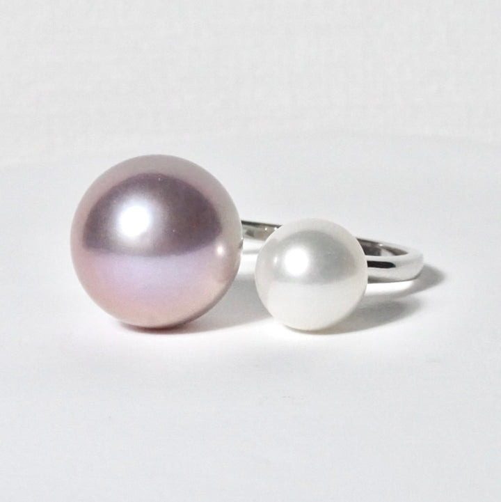 GRACE SELECTED  Freshwater Purple Pearl Ring Double Pearls RIng