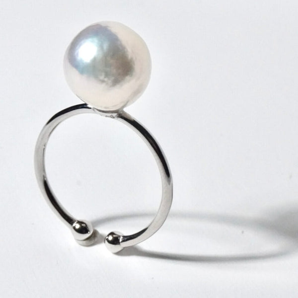 White Pearl Ring - Freshwater Baroque Open