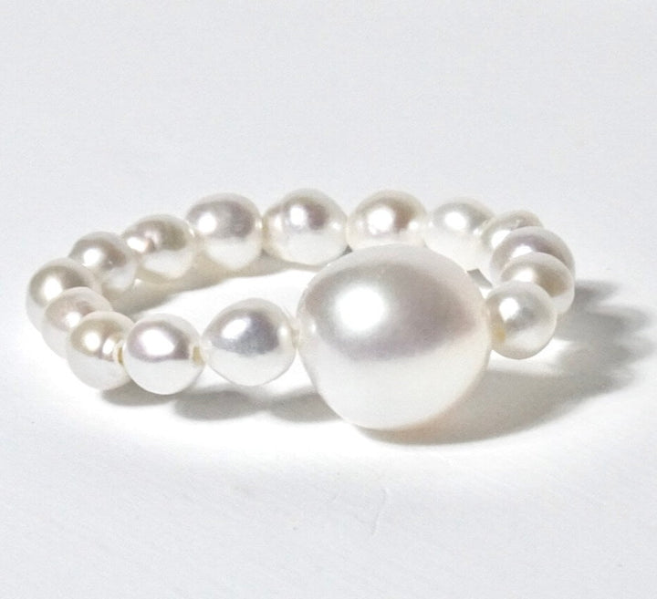 White Pearl Ring - Freshwater Baroque