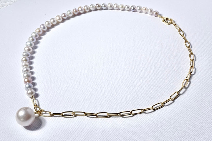 Google-ads-freshwater pearl necklace half chain chic