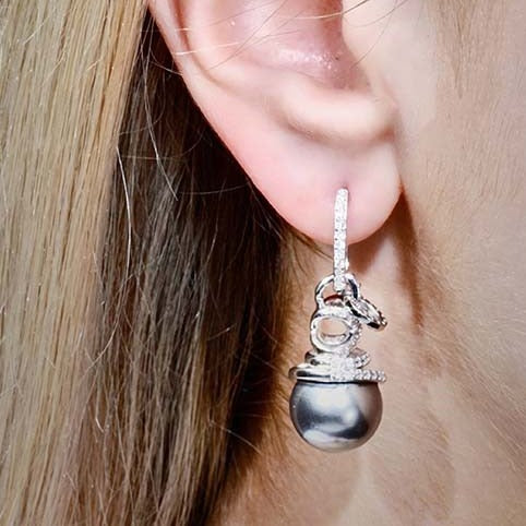 google-ads-Tahitian Platinum Grey Pearl Dangle Earrings