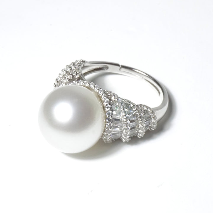 Premium Australian White South Sea Pearl  Engage Ring