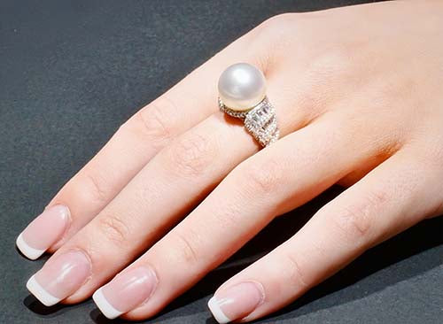 GOOGLE-ads-Premium Australian White South Sea Pearl Ring Engage Proposal Ring