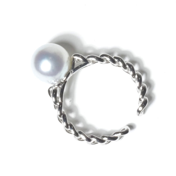 White Pearl Ring - 9.88mm open ring