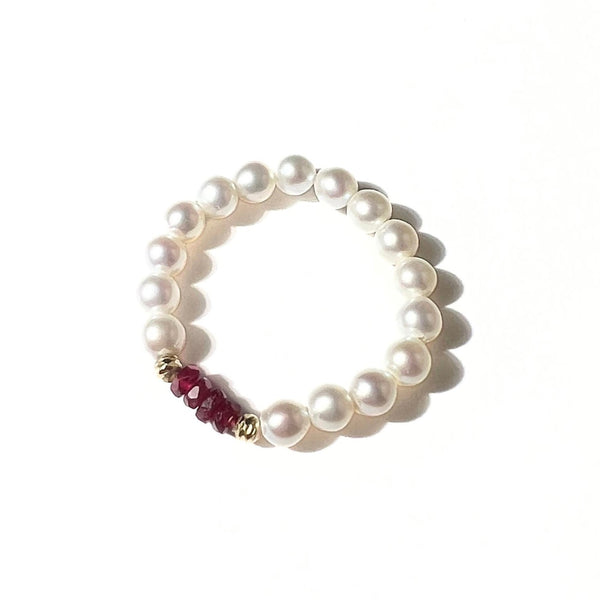 Serena Freshwater Pearl Ruby Lucky Ring GRACE SELECTED