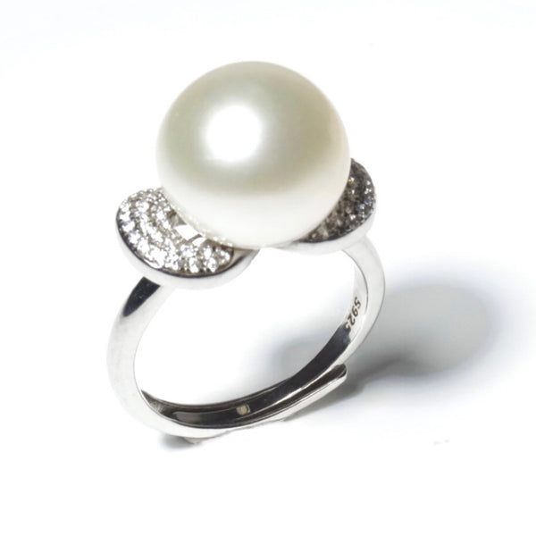 White Pearl Ring - 12mm Adjustable