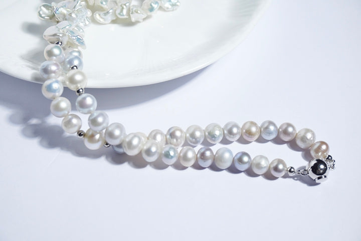 GRACE SELECTED freshwater pearl keshi pearl necklace special colour