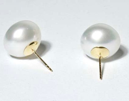 google-ads-15.6mm South Sea White Pearl Stud Earrings 18k Gold