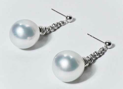 google-ads-Australian South Sea White Pearl Dangle Earrings-18k white gold