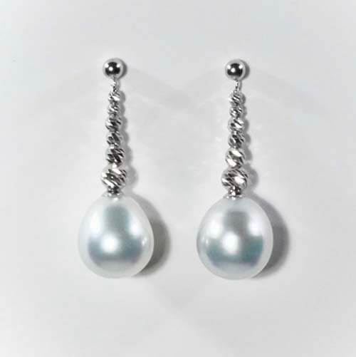 google-ads-Australian South Sea White Pearl Dangle Earrings-Excellent Lustre