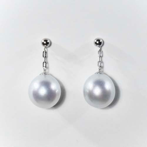 google-ads-Australian South Sea White Pearl Dangle Earrings-Excellent Lustre