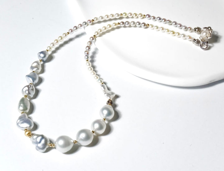 google-ads-Mix Pearls Necklace with South Sea Keshi&Baroque & Akoya Pearls