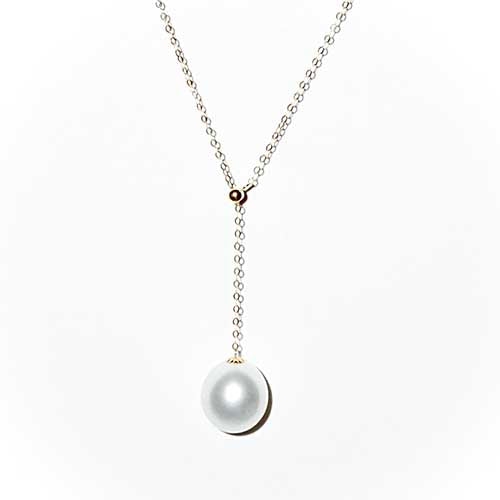 google-ads-Oval Shape White South Sea Pearl Y Necklace-Elegance