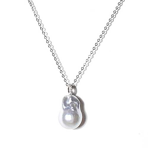 google-ads-South Sea Baroque Pearl Pendant-Silver White
