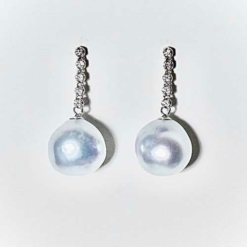 google-ads-South Sea Baroque White Pearl diamond Earrings-GRACE SELECTED