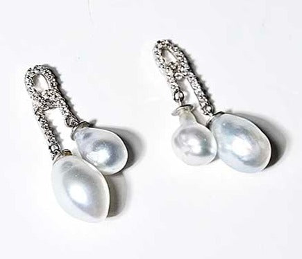 google-ads-South Sea White Keshi Pearl Stud Earrings-Fashion Jewellery