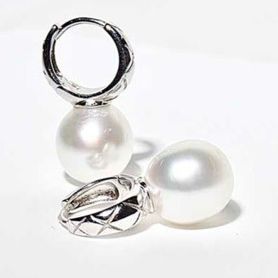 google-ads-South Sea White Pearl Hoop Earrings-Timeless Elegance