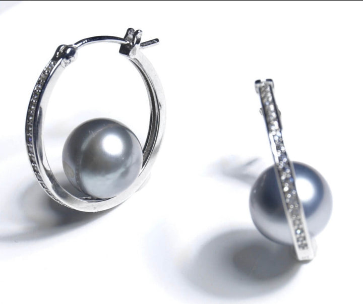 tahitian pearl hook earrings-Urban Elegance