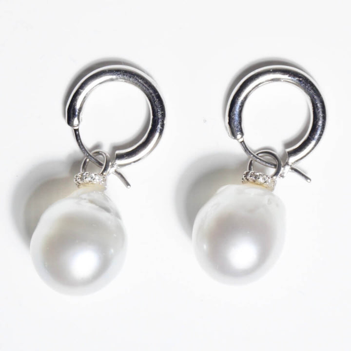 google-ads-White South Sea Baroque Pearl  Detachable Hoop Earrings-Real Fine Pearl