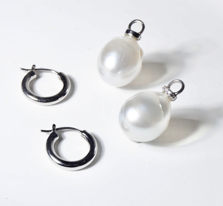 google-ads-White South Sea Baroque Pearl  Detachable Hoop Earrings-exceptional versatility