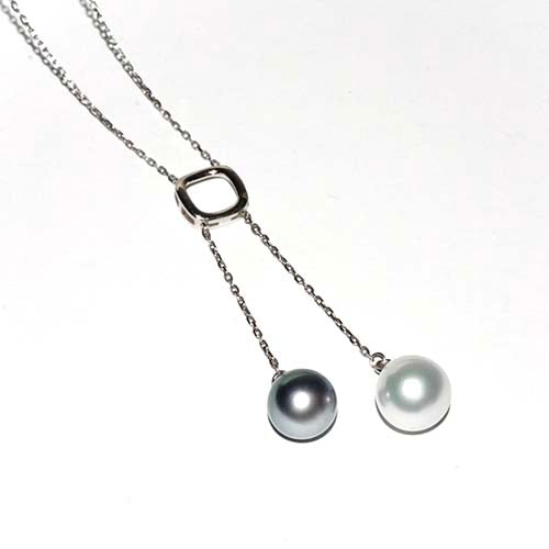 google ads-Black and White Pearl Y Shape Necklace-Timeless Elegance