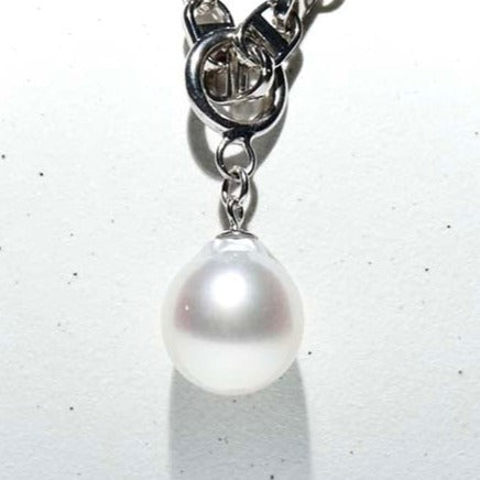 google ads-South Sea white Baroque Pearl Pendant with marine Sterling Silver Chain