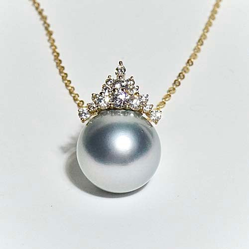 grey tahitian pearl - 14k gold pendant