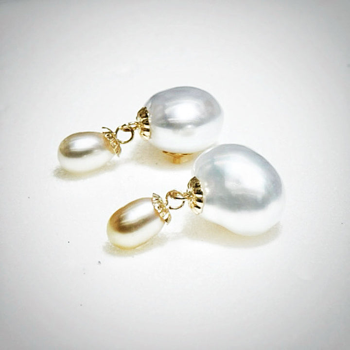 google ads_White South Sea Keshi Pearl Earrings_Casual Elegance