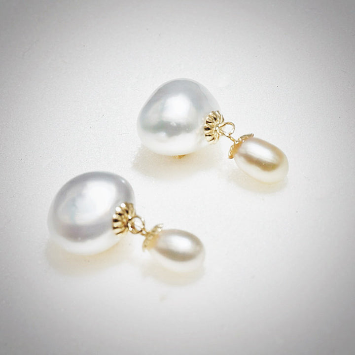 google ads_White South Sea Keshi Pearl Earrings_Exceptional Lustrous