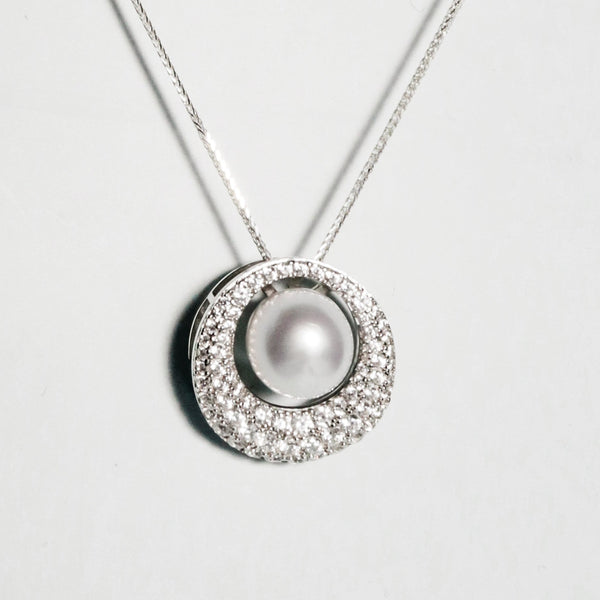 Starlit Dream pendant featuring 10.5mm white South Sea pearl in a sparkling halo from GRACE SELECTED